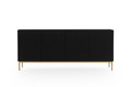 Four-Door Cabinet Nicole 200cm, matt black, gold legs