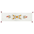 MÄVINN Table-runner, white red/tassel, 35x130 cm