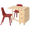 NORDEN / ODGER Table and 2 chairs, birch/red, 26/89/152 cm