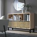 KALLAX Shelving unit with underframe, white stained oak effect/black, 147x94 cm