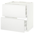 METOD / MAXIMERA Base cab f hob/2 fronts/2 drawers, white/Voxtorp matt white, 80x60 cm
