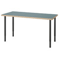 LAGKAPTEN / OLOV Desk, grey-turquoise/black, 140x60 cm
