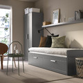 BRIMNES Day-bed w 2 drawers/2 mattresses, grey/Vannareid firm, 80x200 cm