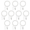 SYRLIG Curtain ring with clip and hook, white, 38 mm