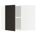 METOD Corner wall cabinet with shelves, white, Kungsbacka anthracite, 68x60 cm