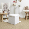 Folding Pouffe, boucle, white