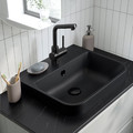 BACKSJÖN Semi-recessed wash-basin w watr trp, black, 50x43 cm