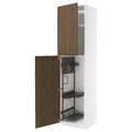 METOD High cabinet with cleaning interior, white/Tistorp brown walnut effect, 60x60x240 cm
