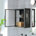 MOSSJÖN Wall cabinet with glass door, anthracite, 36x18x44 cm