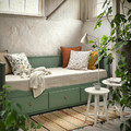 HEMNES Day-bed w 3 drawers/2 mattresses, grey-green/Ågotnes firm, 80x200 cm