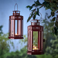 ENRUM Lantern for pillar candle, in/out, brown-red, 28 cm