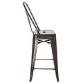 Bar Stool with Backrest Paris 66cm, metallic