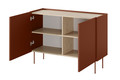 Two-Door Cabinet Desin 120, ceramic red/nagano oak