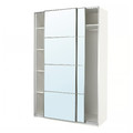 PAX / AULI Wardrobe with sliding doors, white/mirror glass, 150x66x236 cm
