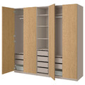 PAX / STORKLINTA Wardrobe combination, grey-beige/oak effect, 250x58x236 cm