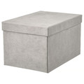 GJÄTTA Storage box with lid, velvet light grey, 18x25x15 cm