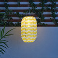 SOLVINDEN LED solar-powered pendant lamp, outdoor oval/yellow waves, 43 cm