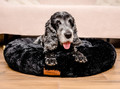 MIMIKO Pets Dog Bed Lair Shaggy Round XL 75cm, black