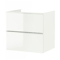 GODMORGON Wash-stand with 2 drawers, high-gloss white, 60x47x58 cm