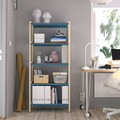 EKENABBEN Open shelving unit, aspen/blue, 70x34x154 cm