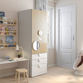 SMÅSTAD / PLATSA Wardrobe, white/birch with 3 drawers, 60x57x181 cm