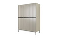 Wardrobe Nicole with Drawer Unit 150 cm, cashmere, black handles and legs