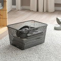 TROFAST Storage combination with boxes, light white stained pine/dark grey, 44x30x91 cm