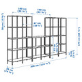 VITTSJÖ Storage combination, black-brown/glass, 300x36x175 cm