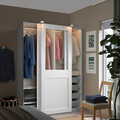 PAX / GRIMO Wardrobe with sliding doors, white/clear glass white, 150x66x201 cm