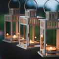 BORRBY Lantern for tealight, in/outdoor white, 20 cm