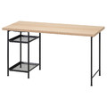 LAGKAPTEN / SPÄND Desk, white stained oak effect/black, 140x60 cm