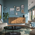BESTÅ Wall-mounted cabinet combination, black-brown/Lappviken walnut effect, 180x42x65 cm