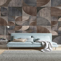 GoodHome Wall Mural Wallpaper Topaz, blue puzzle
