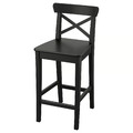 ROSENTORP Bar stool with backrest, counter height/black, 63 cm