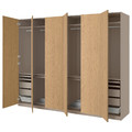PAX / STORKLINTA Wardrobe combination, grey-beige/oak effect, 300x60x236 cm