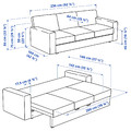 BÅRSLÖV 3-seat sofa-bed, Tibbleby light grey-turquoise