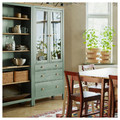 HEMNES Storage combination w doors/drawers, grey-green/light brown stained, 270x197 cm