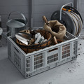GoodHome Foldable Storage Basket Heavy Duty Foldie 46 l, grey