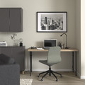 LAGKAPTEN / SPÄND Desk, white stained oak effect/black, 140x60 cm