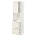 METOD / MAXIMERA Hi cab f micro combi w door/3 drwrs, white/Bodbyn off-white, 60x60x220 cm
