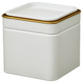 BLOMNING Tin with lid, off-white for coffee/tea, 10x10x10 cm