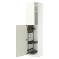 METOD High cabinet with cleaning interior, white/Vallstena white, 60x60x240 cm