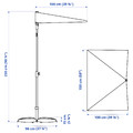 LILLEÖ / IGGÖN Parasol with base, grey/dark grey, 150x100 cm