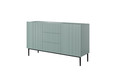 Cabinet with 2 Doors & 3 Drawers Nicole 150cm, sage/black legs