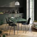 SKÅLSTA Table and 4 chairs, dark grey-green marble effect hairpin black-grey/plastic black tubular metal/black-grey, 140x80 cm