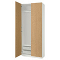 PAX / STORKLINTA Wardrobe combination, white/oak effect, 100x38x236 cm