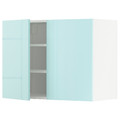 METOD Wall cabinet with shelves/2 doors, white Järsta/high-gloss light turquoise, 80x60 cm