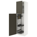 METOD High cabinet with cleaning interior, white/Havstorp brown-beige, 60x60x220 cm
