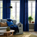 GINSTMOTT Curtains, 1 pair, dark blue/with heading tape, 145x300 cm