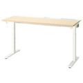 MITTZON Desk, birch veneer/white, 140x60 cm